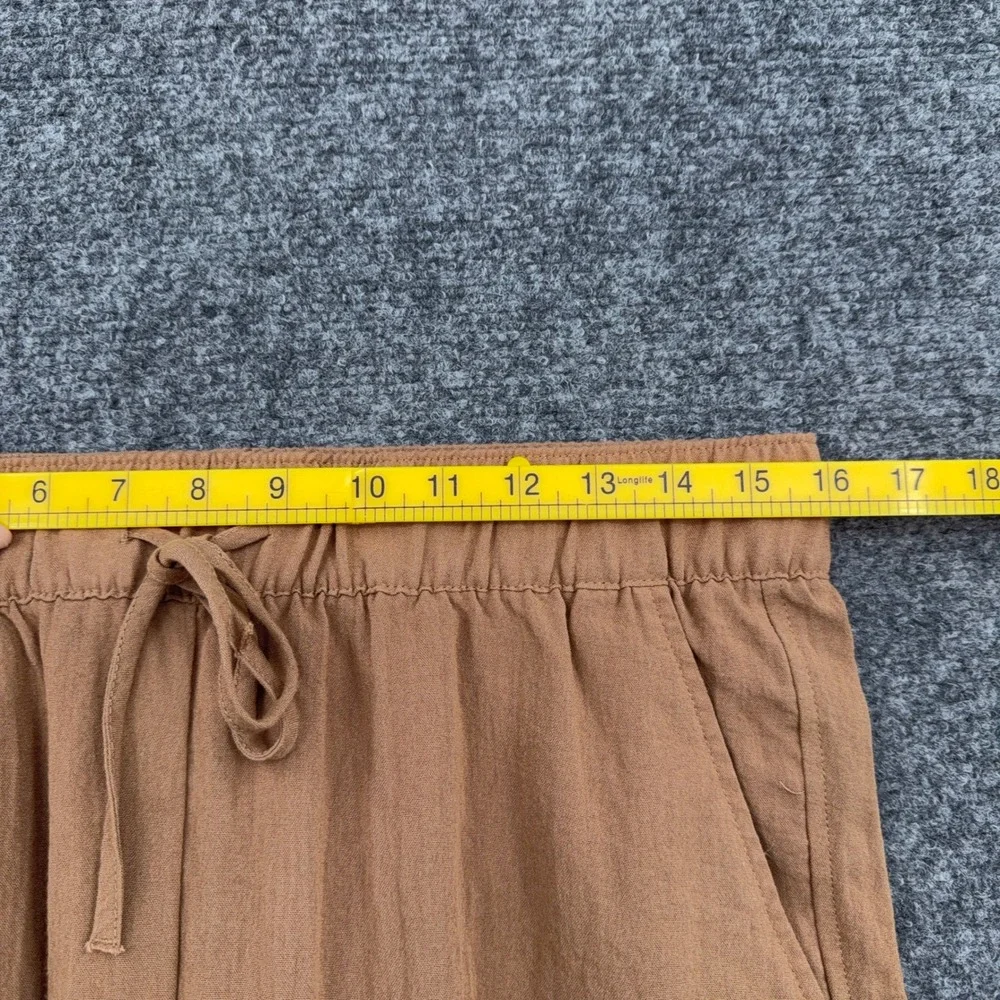 H&M Drawstring Waist Relaxed Pants Womens M Viscose Blend Brown
